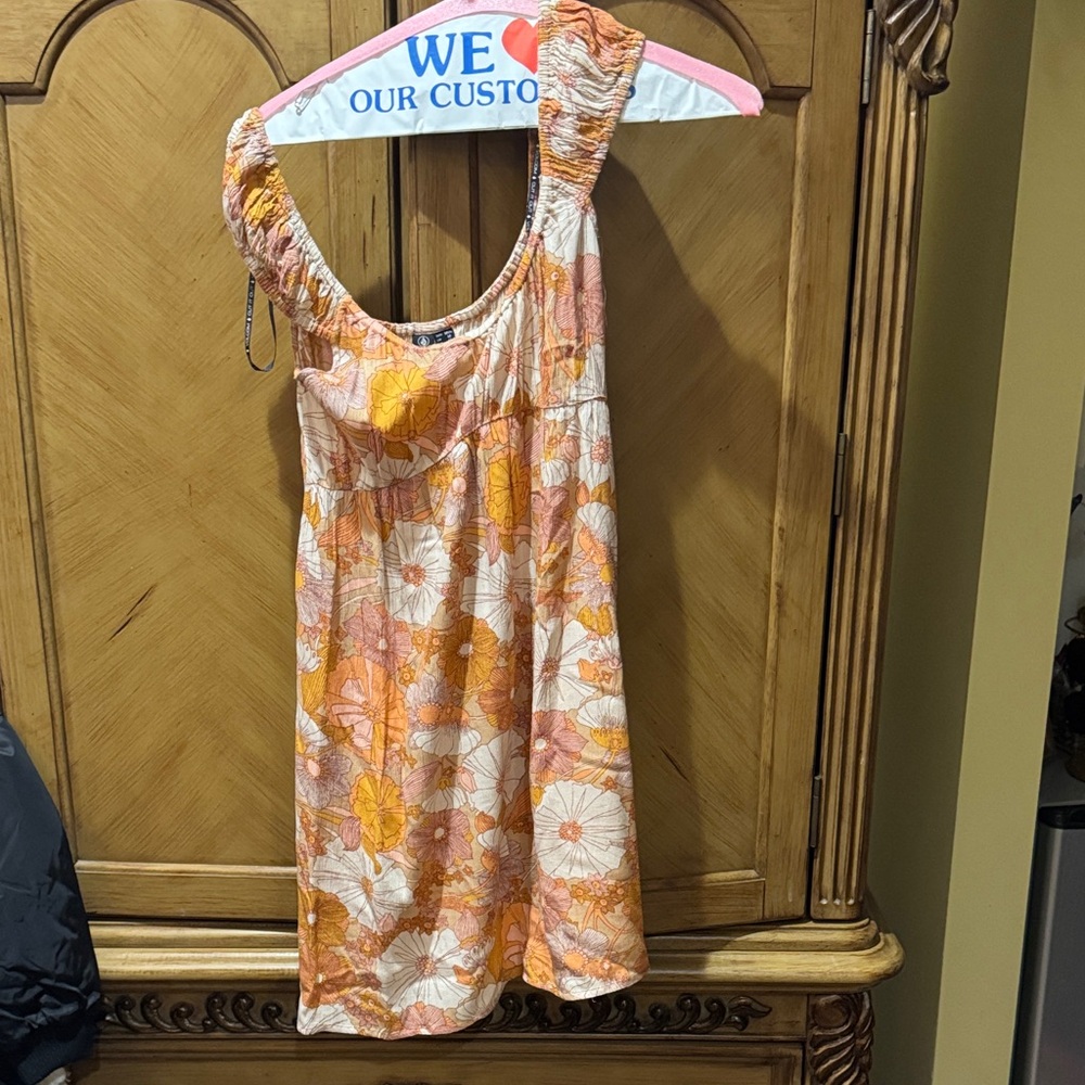 Volcom Orange and White Floral Dress